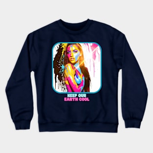 Keep our Earth Cool (sexy lady painted aglow) Crewneck Sweatshirt